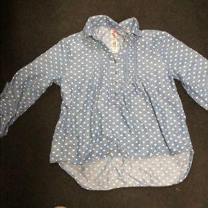 Little girl Blue top with hearts